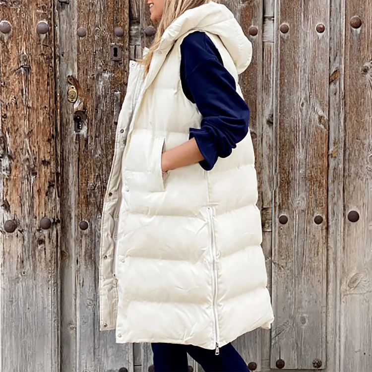 Lange mouwloze bodywarmer voor dames