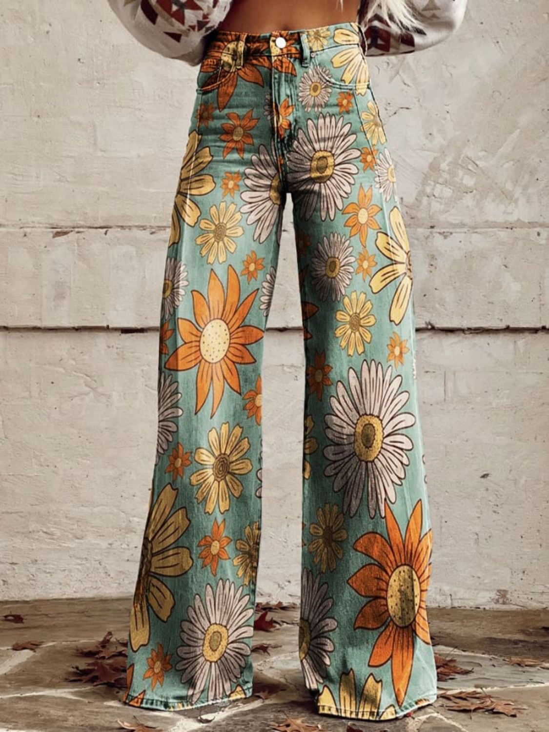 Vintage wijde pantalon voor dames