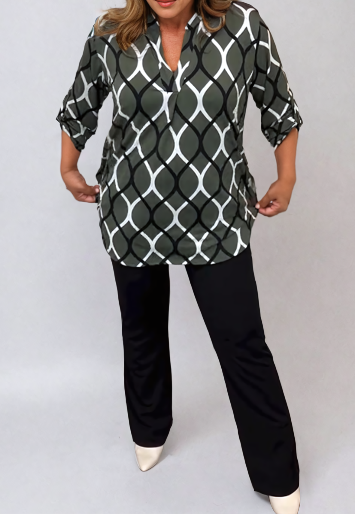 Modieuze Blouse met Geometrische Print voor Dames