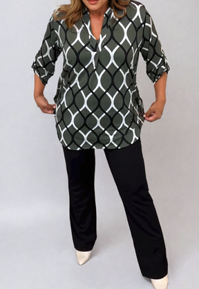 Modieuze Blouse met Geometrische Print voor Dames