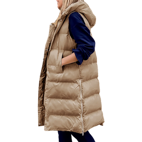 Lange mouwloze bodywarmer voor dames