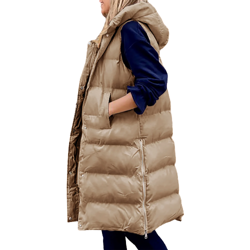 Lange mouwloze bodywarmer voor dames