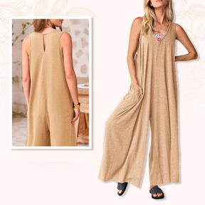 Dames Effen Kleur Wijde Pijpen Jumpsuit