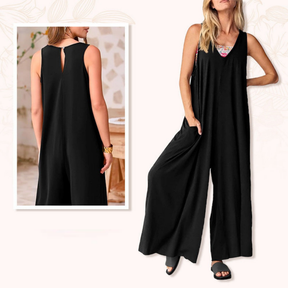 Dames Effen Kleur Wijde Pijpen Jumpsuit