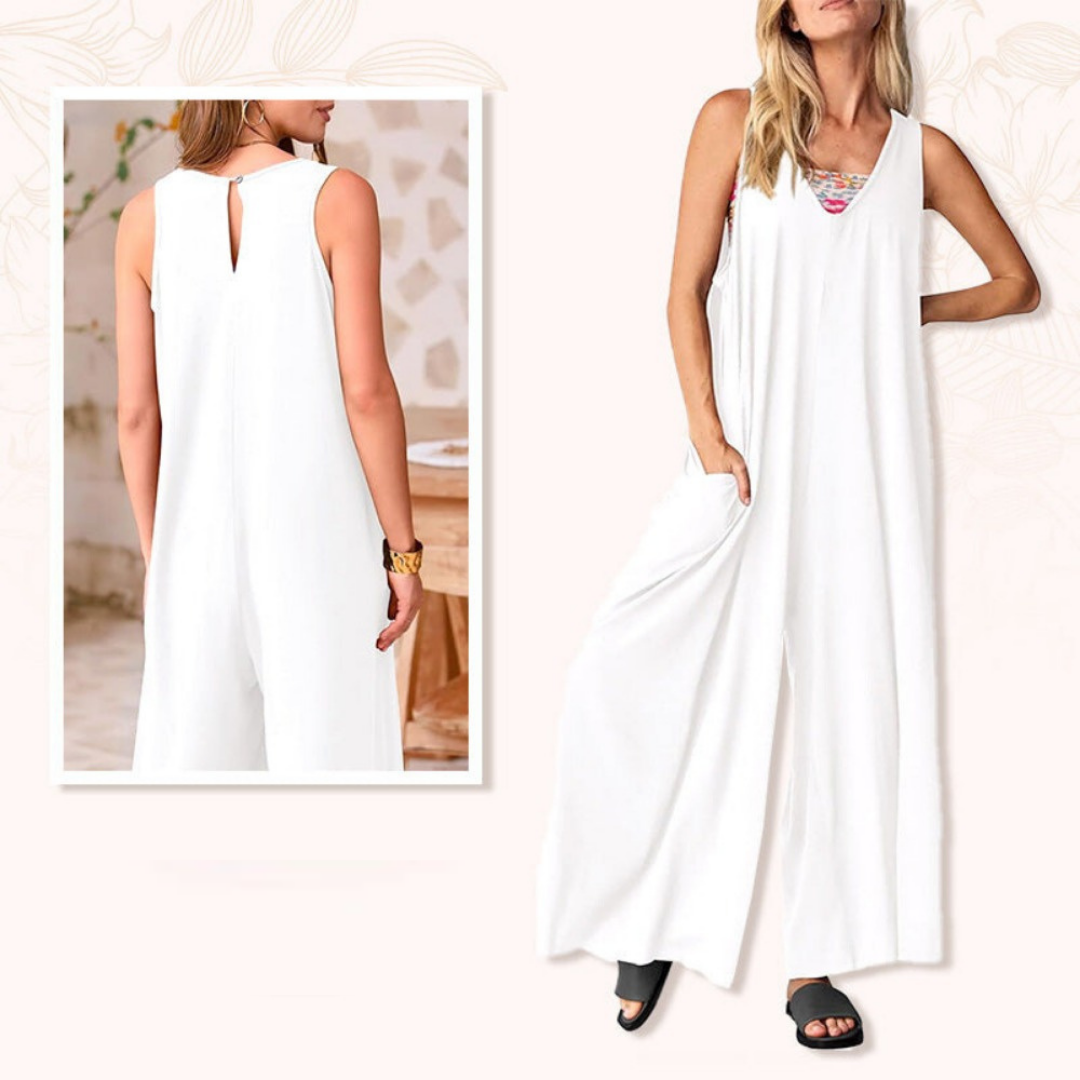 Dames Effen Kleur Wijde Pijpen Jumpsuit