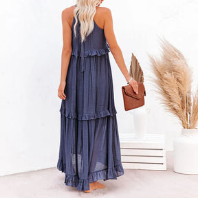 Halter Maxi-jurk met ruches voor dames