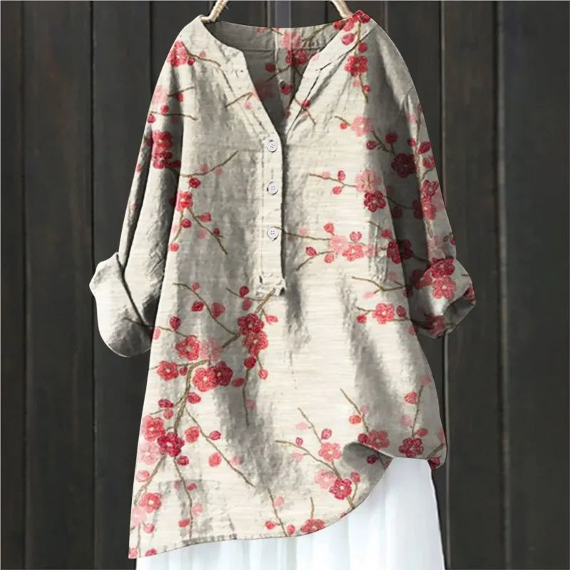 Blouse met lange mouwen en bloemenprint voor dames