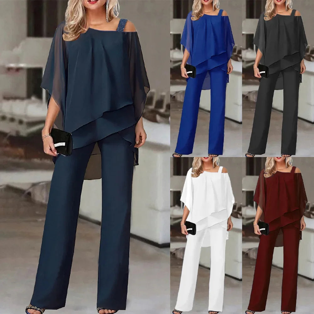 Elegante Off-Shoulder Tweedelige Set voor Vrouwen