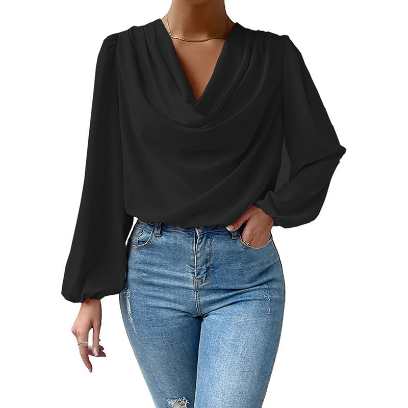 Elegante geplooide blouse met lange mouwen