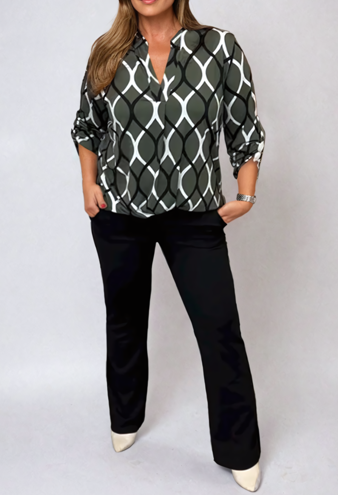 Modieuze Blouse met Geometrische Print voor Dames